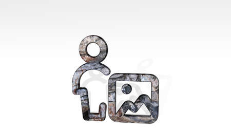 single neutral actions image casting shadow with two lights 3D illustration of metallic sculpture...