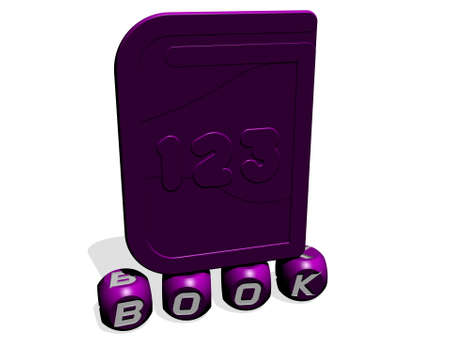 3D illustration of book graphics and text made by metallic dice letters for the related meanings of the concept and presentations, 3D illustrationの写真素材