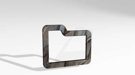 folder empty 1 alternate made by 3D illustration of a shiny metallic sculpture casting shadow on...