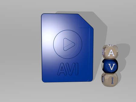 3D illustration of avi graphics and text around the icon made by metallic dice letters for the related meanings of the concept and presentations, 3D illustrationの写真素材