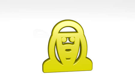 religion man muslim stand with shadow 3D illustration of metallic sculpture over a white background with mild texture, 3D illustrationの写真素材