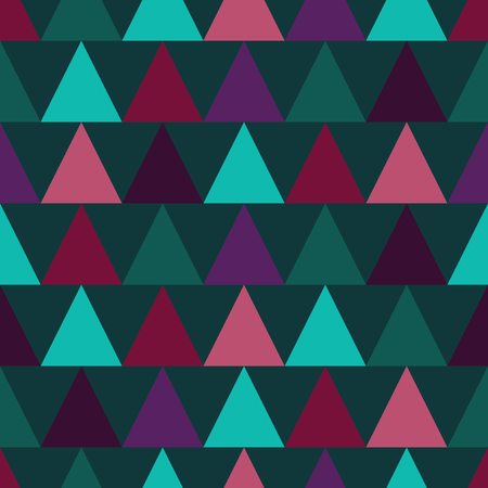 Vector Seamless colorful triangle pattern. Geometric abstract texture. Forest Green, pink and purple triangles.のイラスト素材