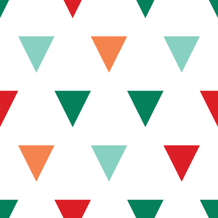 Vector Seamless colorful triangle pattern. Geometric abstract texture. Green, red, orange and blue triangles.のイラスト素材