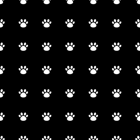 Black and white Cat Paw Dog Paw vector seamless repeat pattern . Surface pattern.のイラスト素材