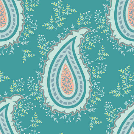 Vector paisley repeat seamless pattern. Traditional historic pattern. Trendy endless texture for digital paper, fabric, backdrops, wrapping paper and fabric.のイラスト素材
