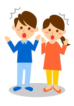 Facial expressions of surprise. Whole body of man and woman. Vector illustration.
のイラスト素材