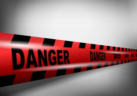 Danger tape on gray background vector imageのイラスト素材