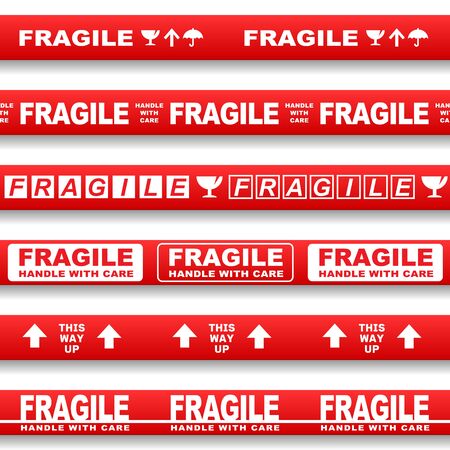 Set of seamless packaging sign tapes on white background vector imageのイラスト素材