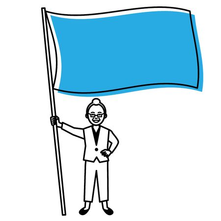 Senior woman with flag on white background. Vector illustration.
のイラスト素材