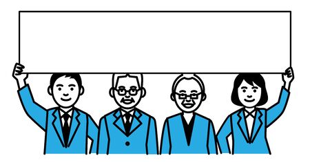 People with message board on white background. Vector illustration.のイラスト素材