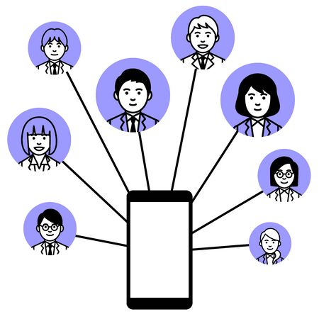 Information technology network concept with smartphone. Vector illustration.のイラスト素材