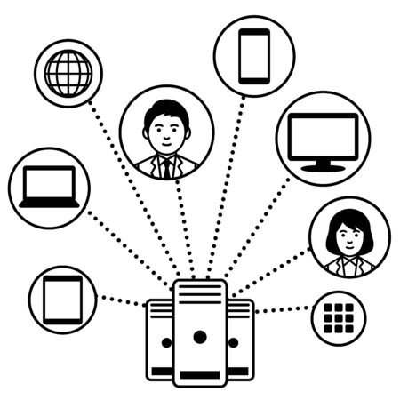 Information technology network concept with server. Vector illustration.のイラスト素材