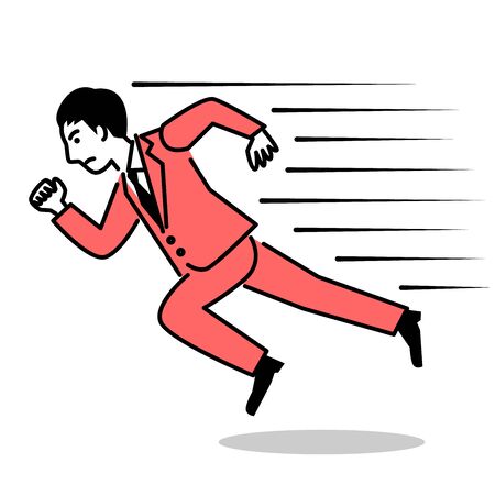 Business man running fast. Vector illustration.のイラスト素材