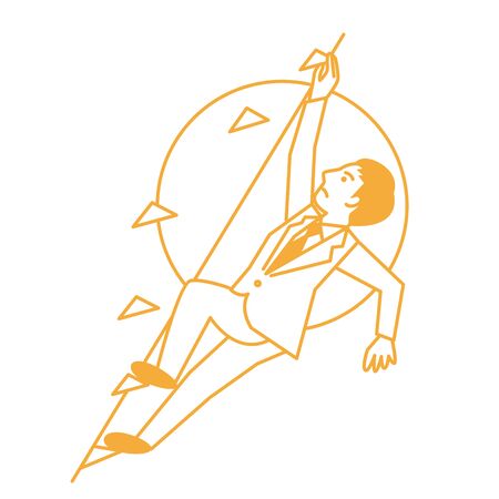 Business man doing sports climbing on white background. Vector illustration.のイラスト素材