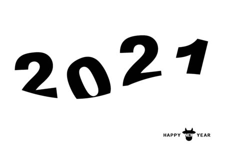 Happy new year card for 2021 with numbers floating in milk. Vector illustration.のイラスト素材