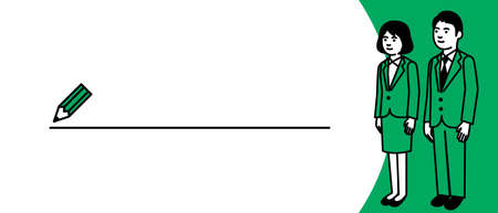 Title frame with businessman and businesswoman. Vector illustration.のイラスト素材