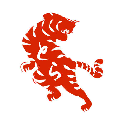 Stamp of tiger. Japanese text translation : tiger.のイラスト素材