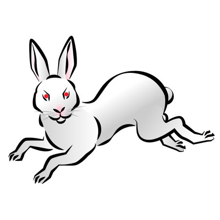 white rabbit of rabbit year ,Vector illustrationのイラスト素材