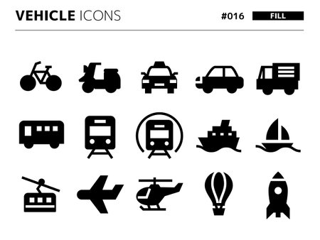 Fill style icon set related to vehicle_016のイラスト素材