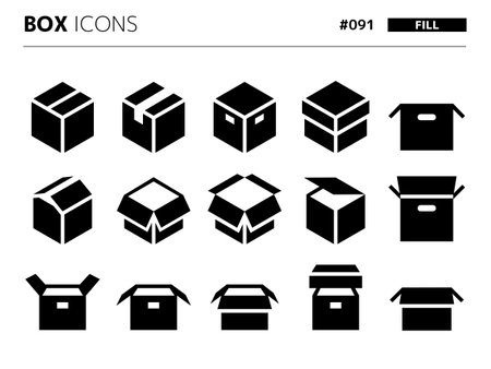 Fill style icon set related to box_091のイラスト素材