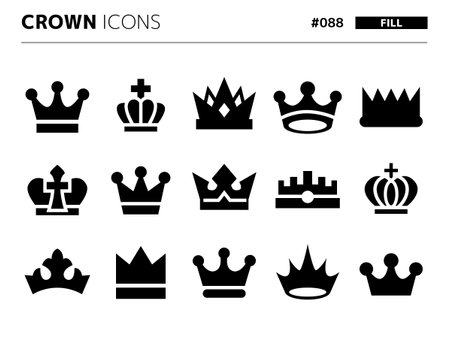 Fill style icon set related to crown_088のイラスト素材