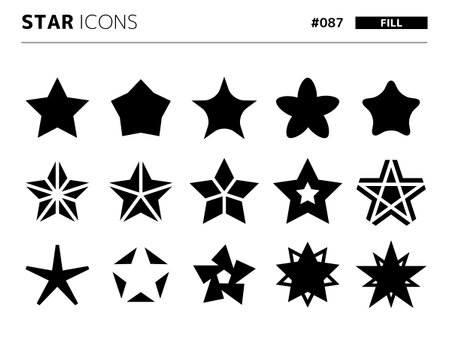 Fill style icon set related to star_087のイラスト素材