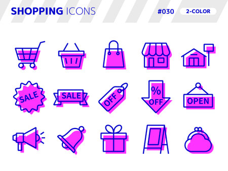 2-color style icon set related to shopping_030のイラスト素材