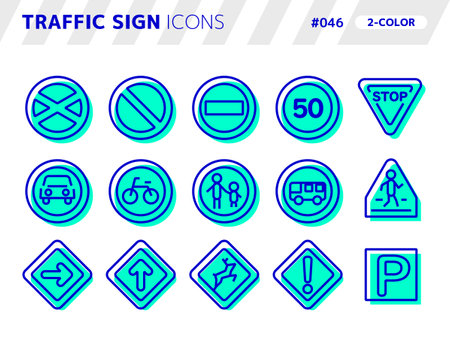 2-color style icon set related to traffic sign_046のイラスト素材