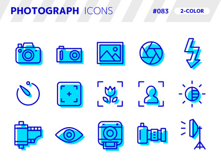 2-color style icon set related to photograph_083のイラスト素材
