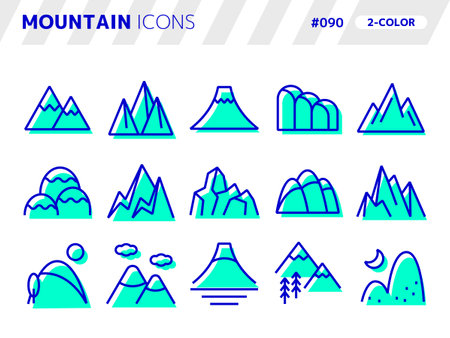 2-color style icon set related to mountain_090のイラスト素材