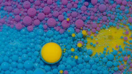 Colorful blue purple, gorgeous, vibrant theme or background, molecule effect. Bubbles float in...