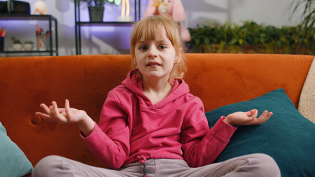 What. Why. Young child kid girl raising hands in indignant expression, asking reason of failure,...