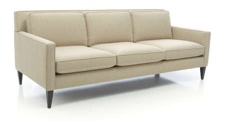 Classic formal sofa for three seats, isolated.Three seats cozy color fabric sofa isolated on white.の写真素材