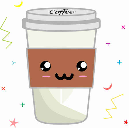 Coffee cup expression coffee smile vector illustration.のイラスト素材