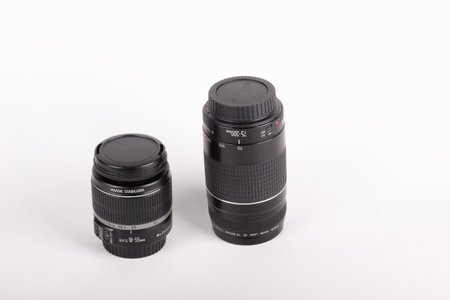 18-55 75-300 kit lenses with capの写真素材