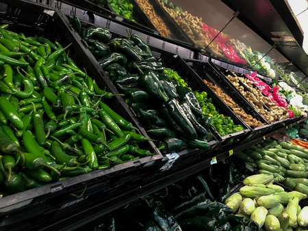 Vegetable section in super market storeの写真素材