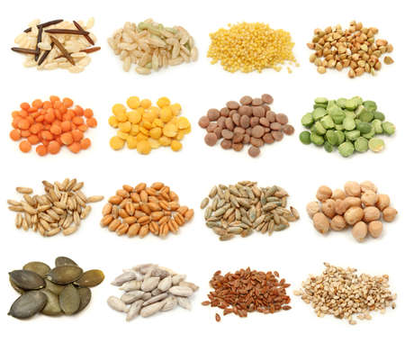  Cereal,grain and seeds collection isolated on white background. Macro shots の写真素材