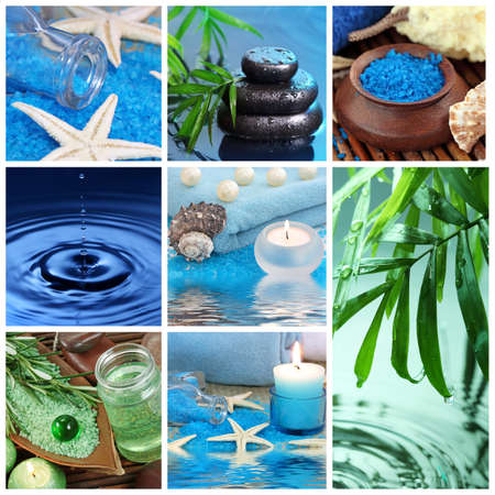 Blue spa collageの写真素材