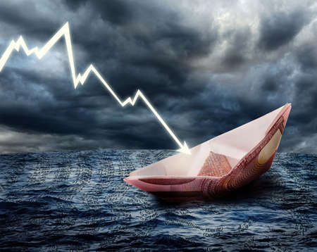 Sinking euro ship. Crisis concept