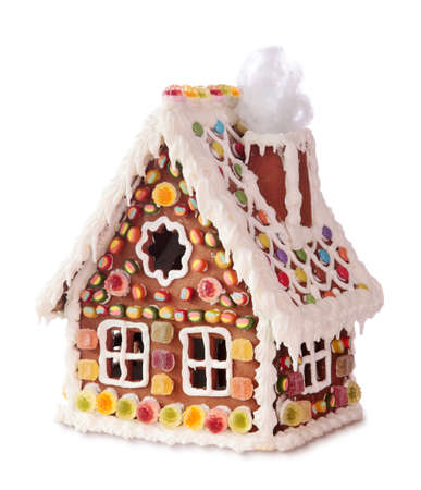 Homemade gingerbread houseの写真素材