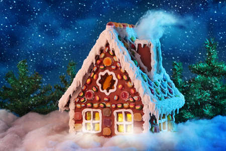 Homemade gingerbread houseの写真素材