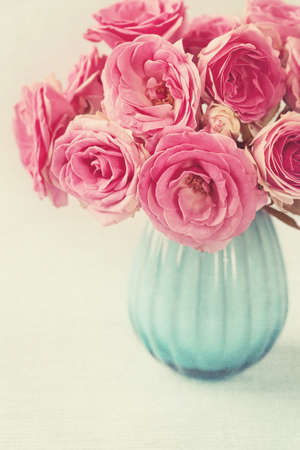 Pink flowers in a vaseの写真素材