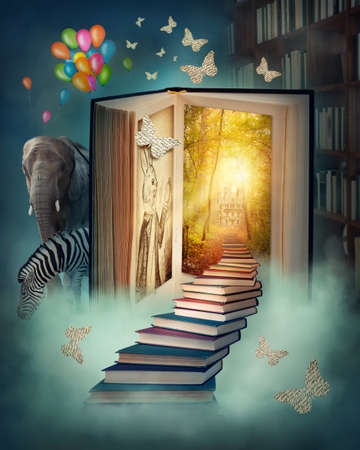 Upstairs to the magic book landの写真素材