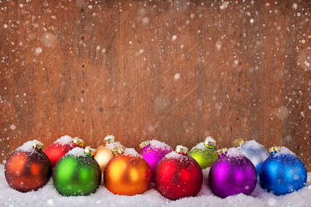 Colorful christmas balls in a row の写真素材