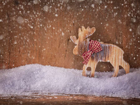 Winter decoration on a wooden backgroundの写真素材