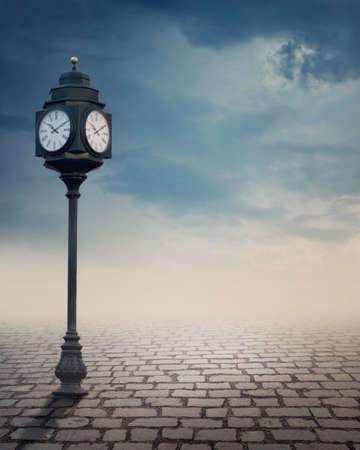 Vintage outdoor street clock outdoorの写真素材