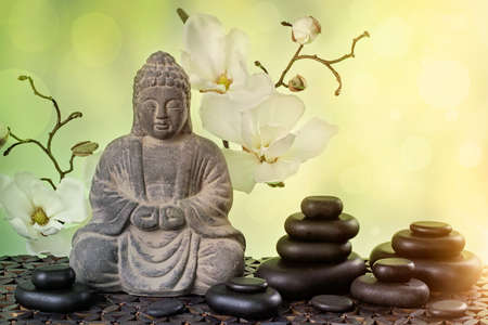 Buddha in meditation, religious conceptの写真素材