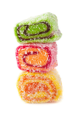 Turkish delight isolated on white backgroundの写真素材