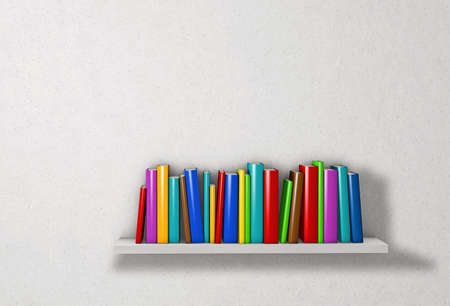 Colorful books on a shelfの写真素材