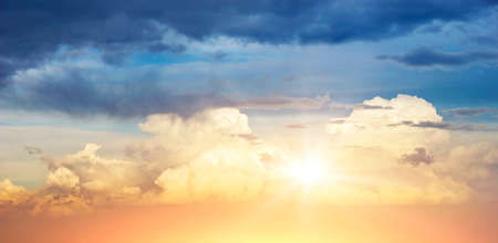 Sky with beautiful clouds and sunの写真素材